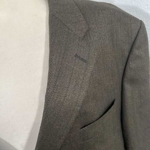 Lauren Ralph Lauren Sports Coat Mens 44L Herringbone Three Button Blazer - Picture 8 of 16